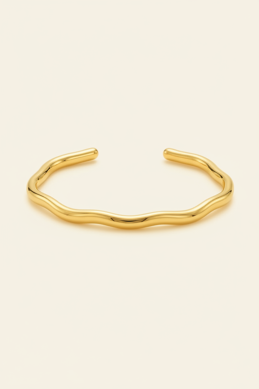Dune Wave Cuff Bracelet in Gold - Product Shot