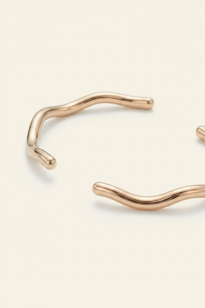 Tide Ripple Cuff Bracelet in Rose Gold - Detail View