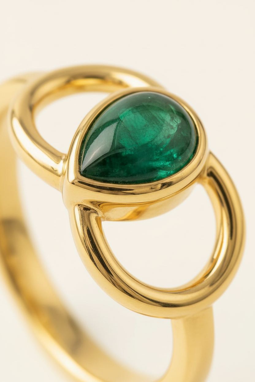 Verdant Wing Stone Ring - Gold - Macro Stone