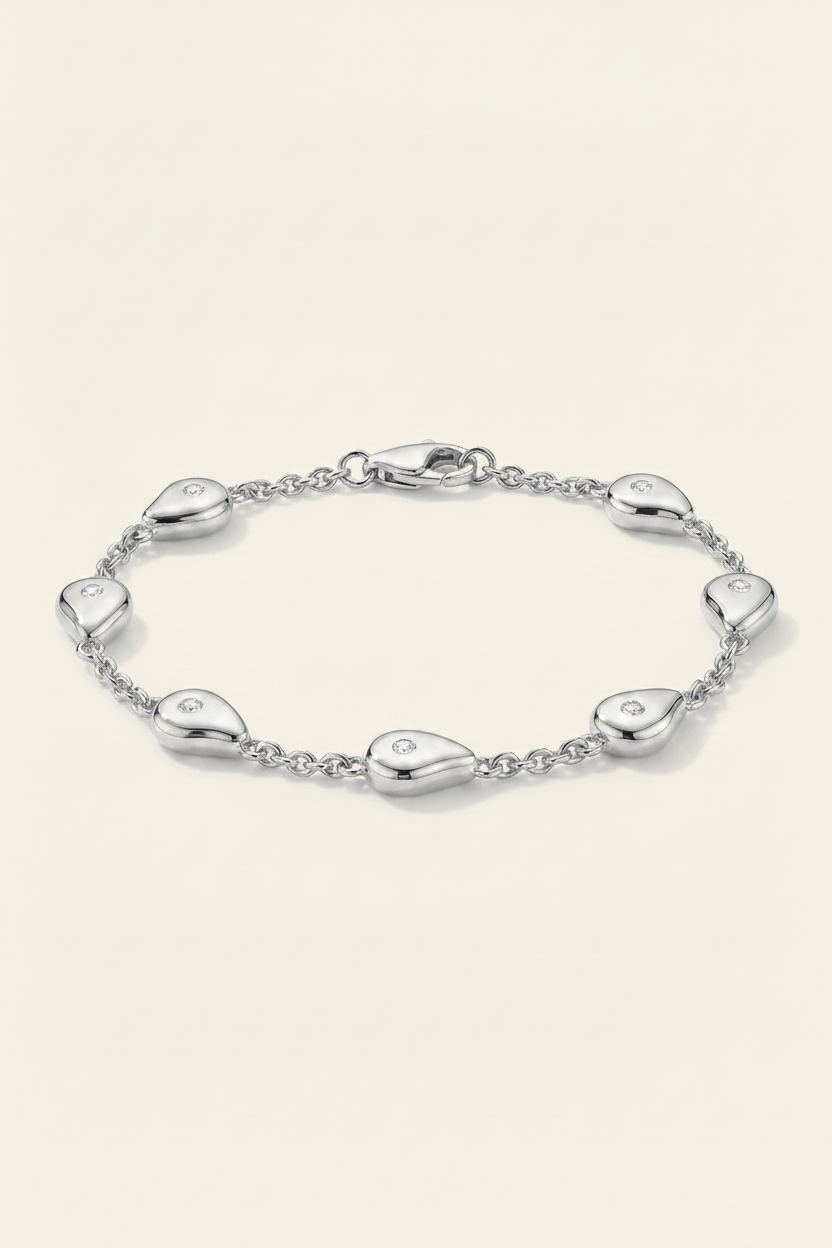 Aurora Dew Bracelet - Silver - Flat Lay Oval