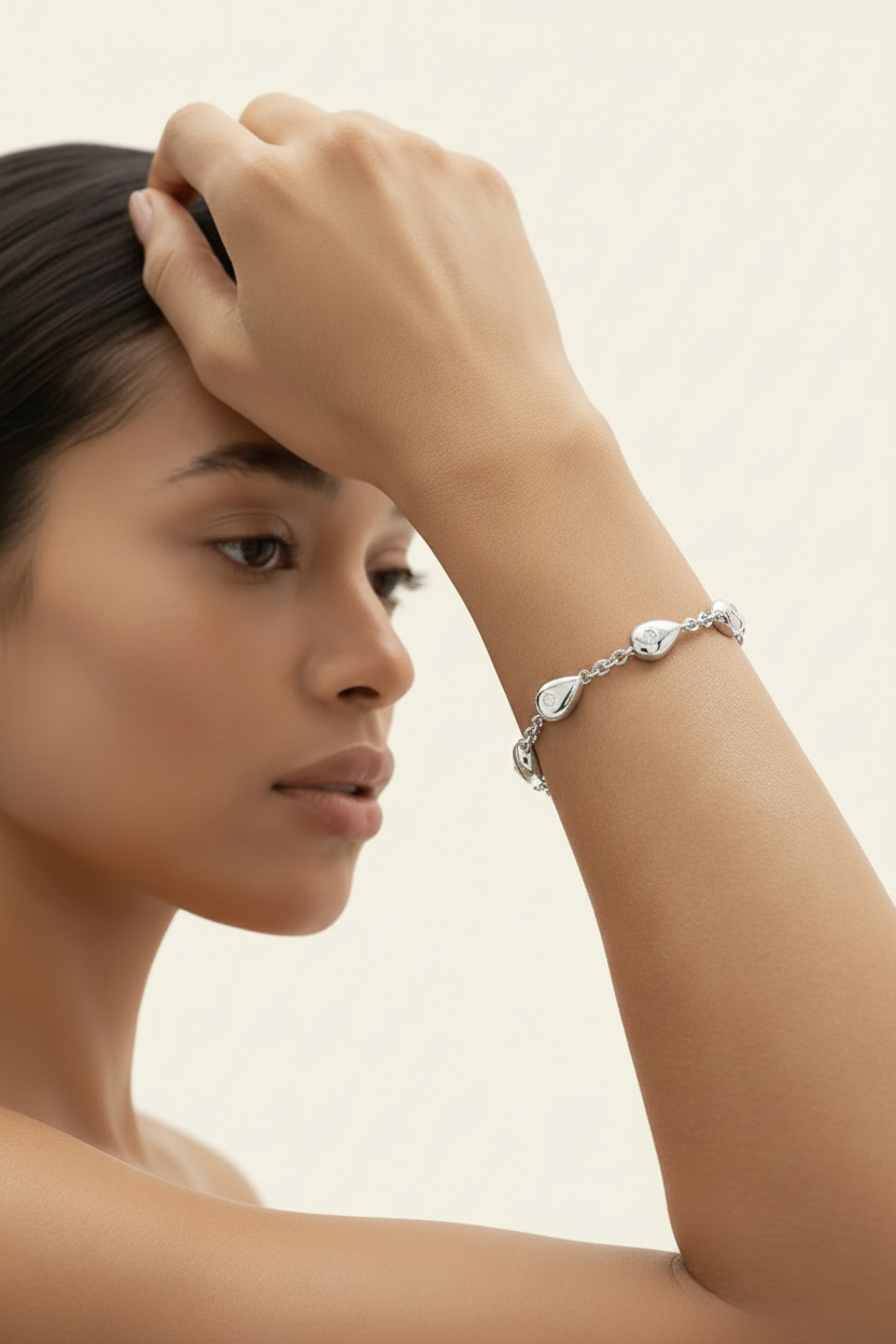 Aurora Dew Bracelet - Silver - Model Profile