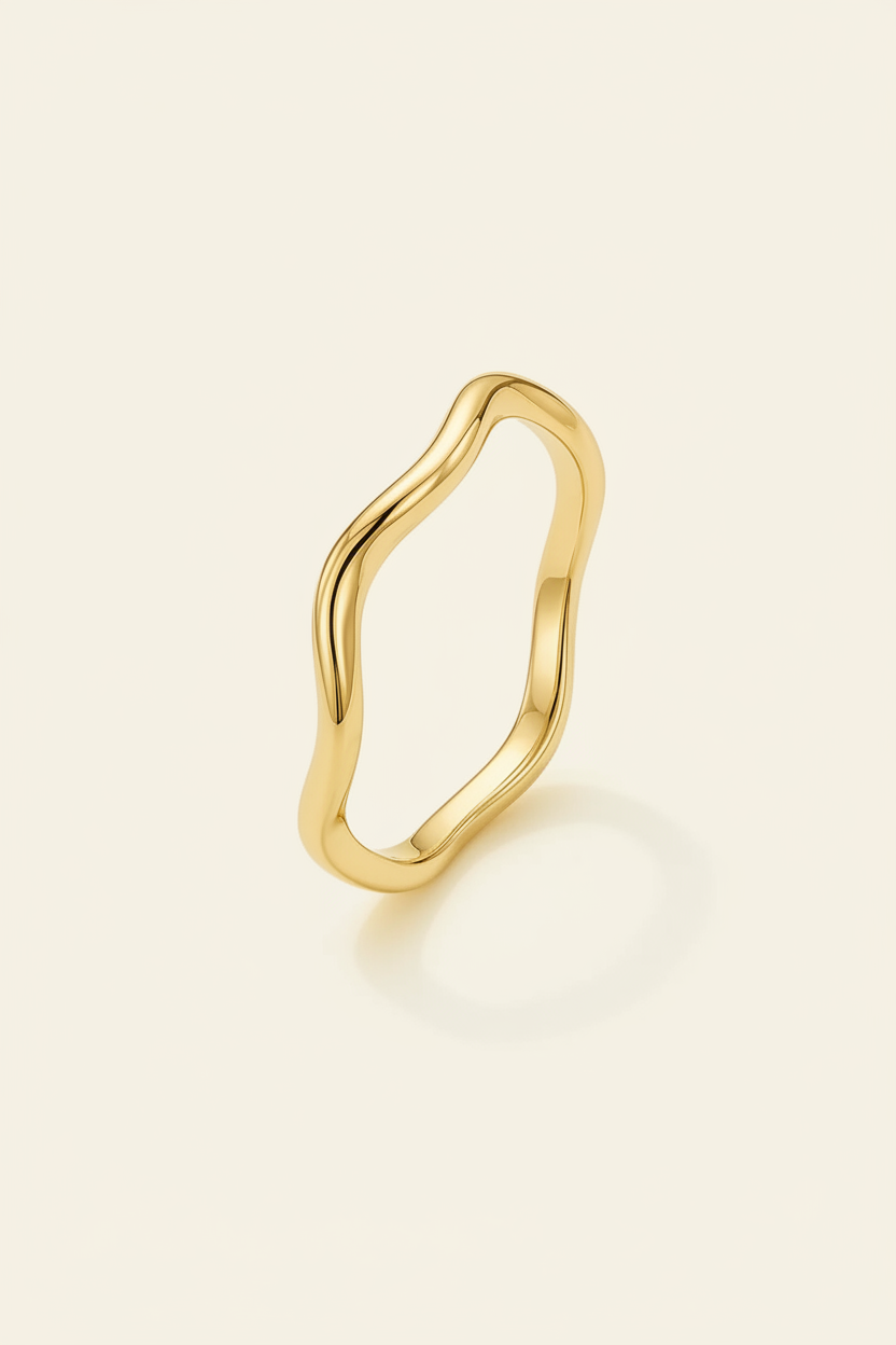 Lumière Wave Ring - Gold - Upright View