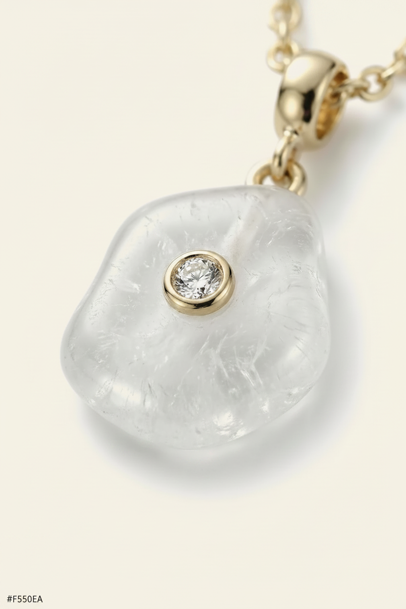 Mist Stone Pendant Necklace Rose Gold - Pendant Macro