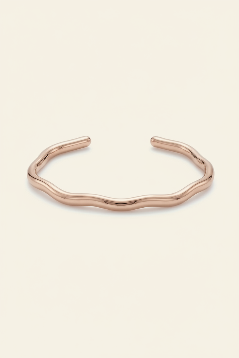 Dune Wave Cuff Bracelet in Rose Gold - Product Shot