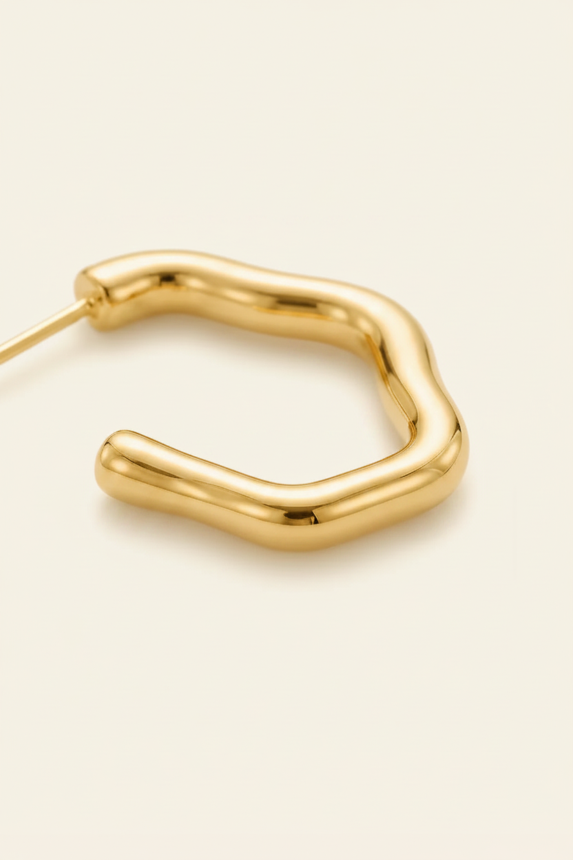 Current Flow Hoop Earrings in Gold - Detail Close-up