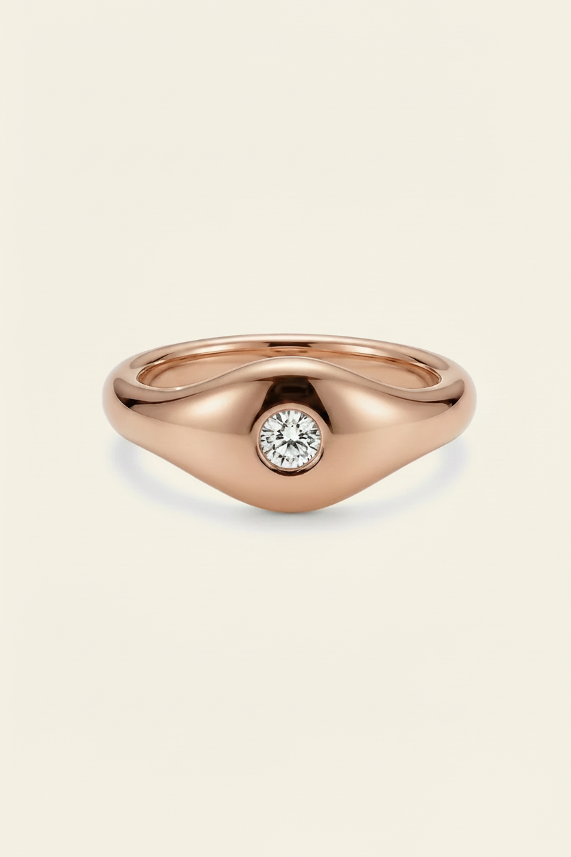Dune Signet Ring Rose Gold - Front View