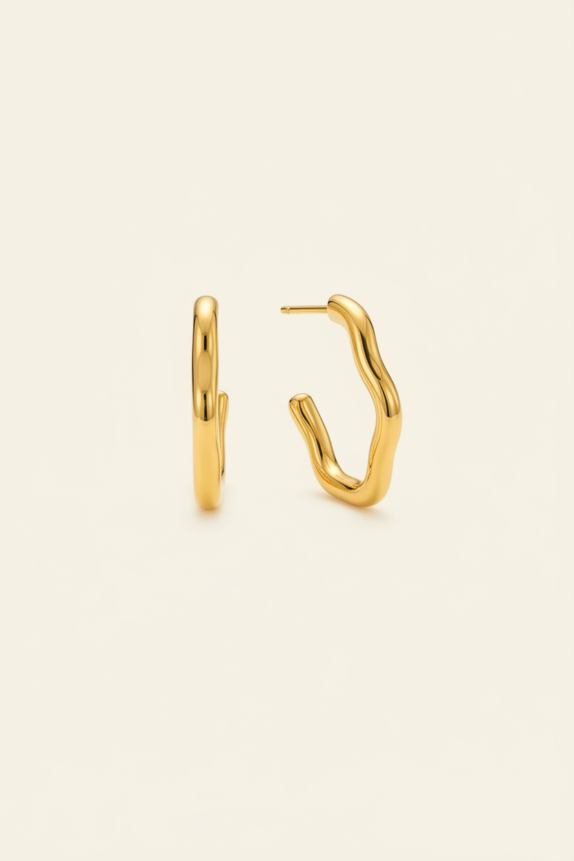 Current Flow Hoop Earrings in Gold - Front View