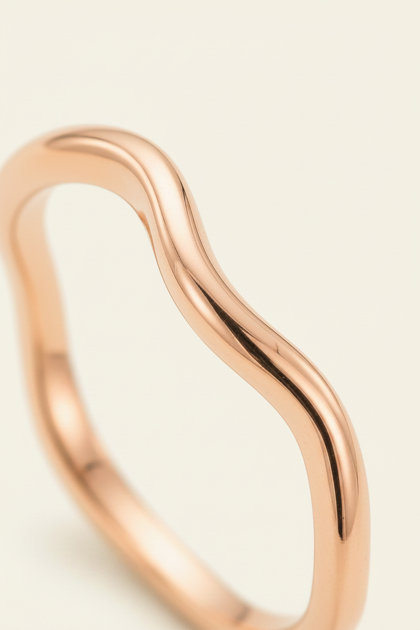Lumière Wave Ring - Rose Gold - Macro Detail