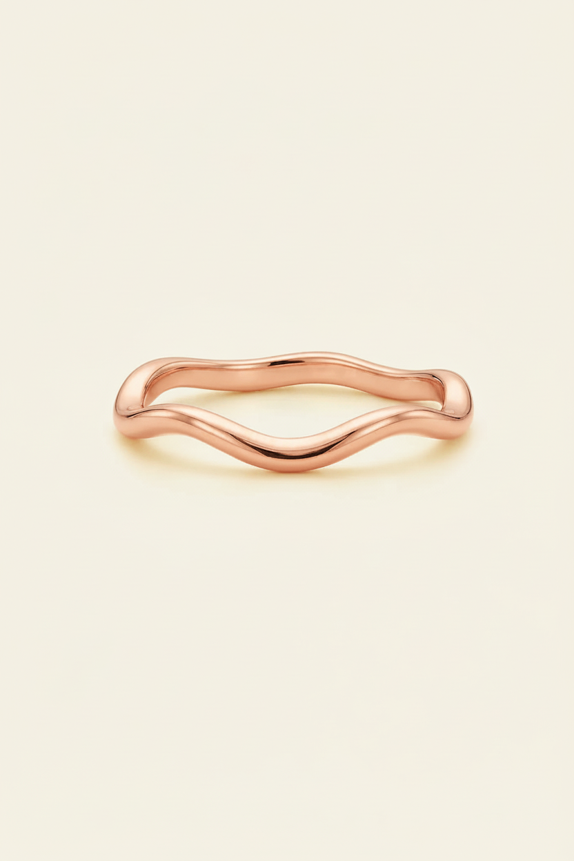 Lumière Wave Ring - Rose Gold - Top Down