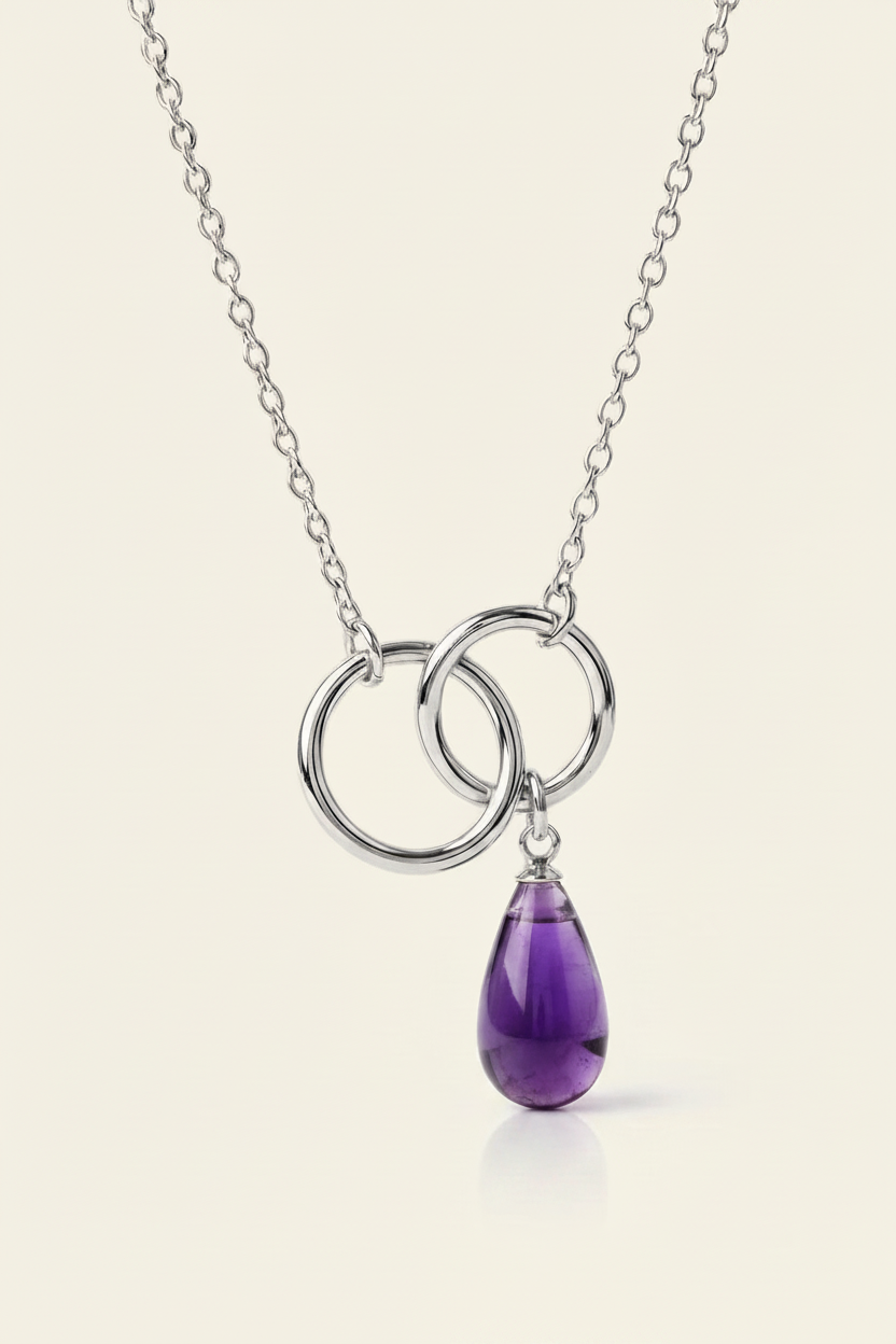 Luna Stone Pendant Necklace - Silver - Full Product Shot