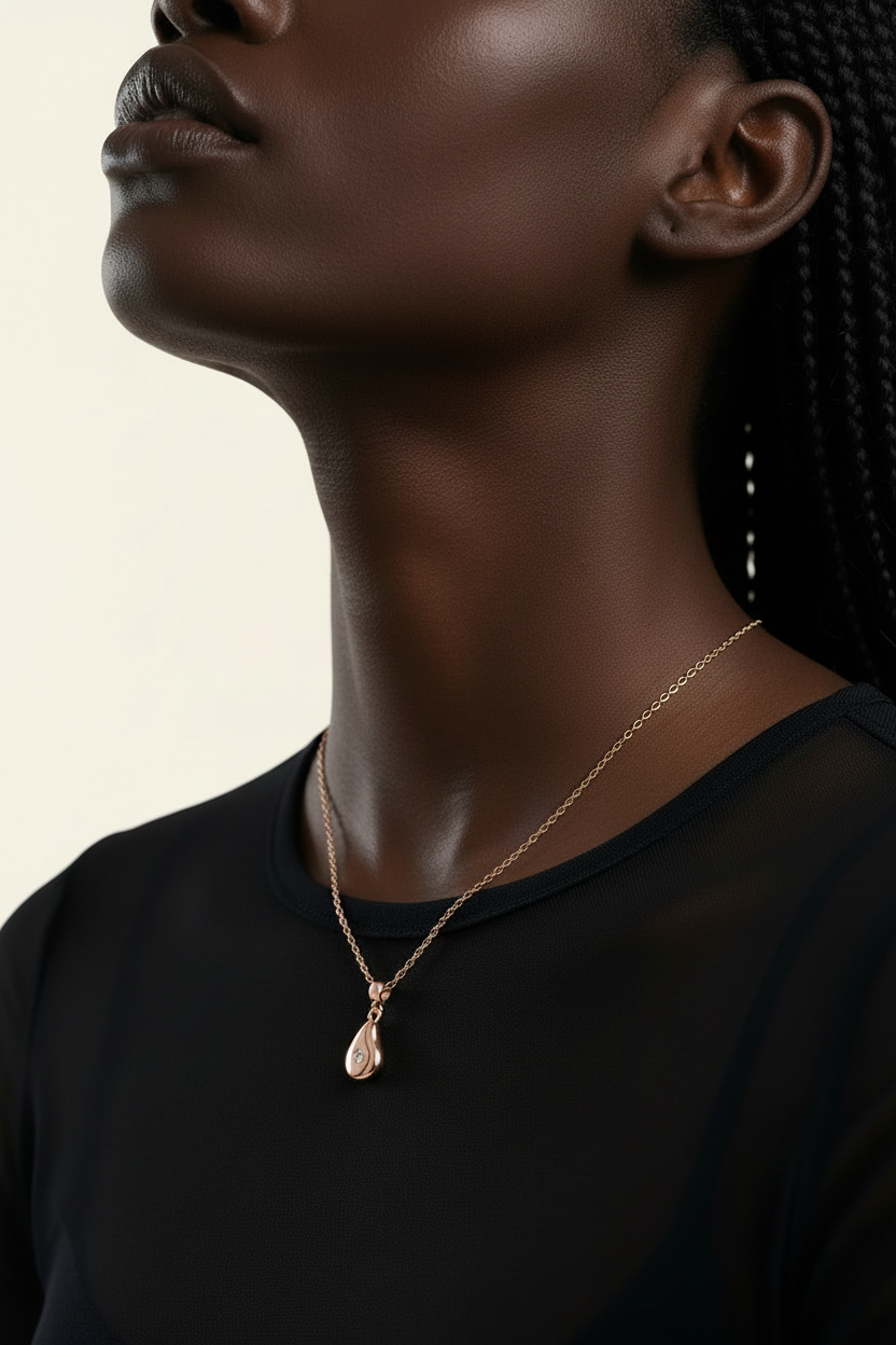 Lumière Drop Necklace Rose Gold - Model Neck