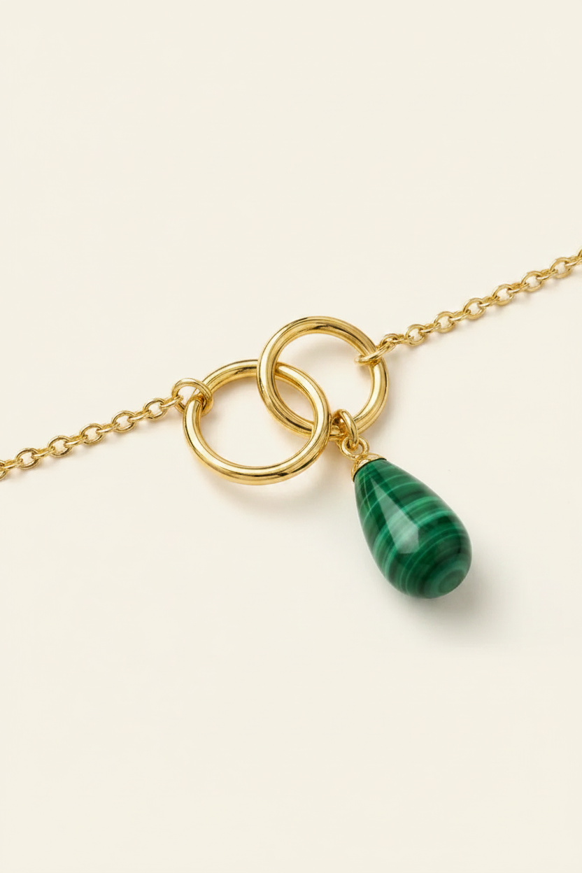 Malachite Infinity Link Necklace - Gold - Flat Lay Detail
