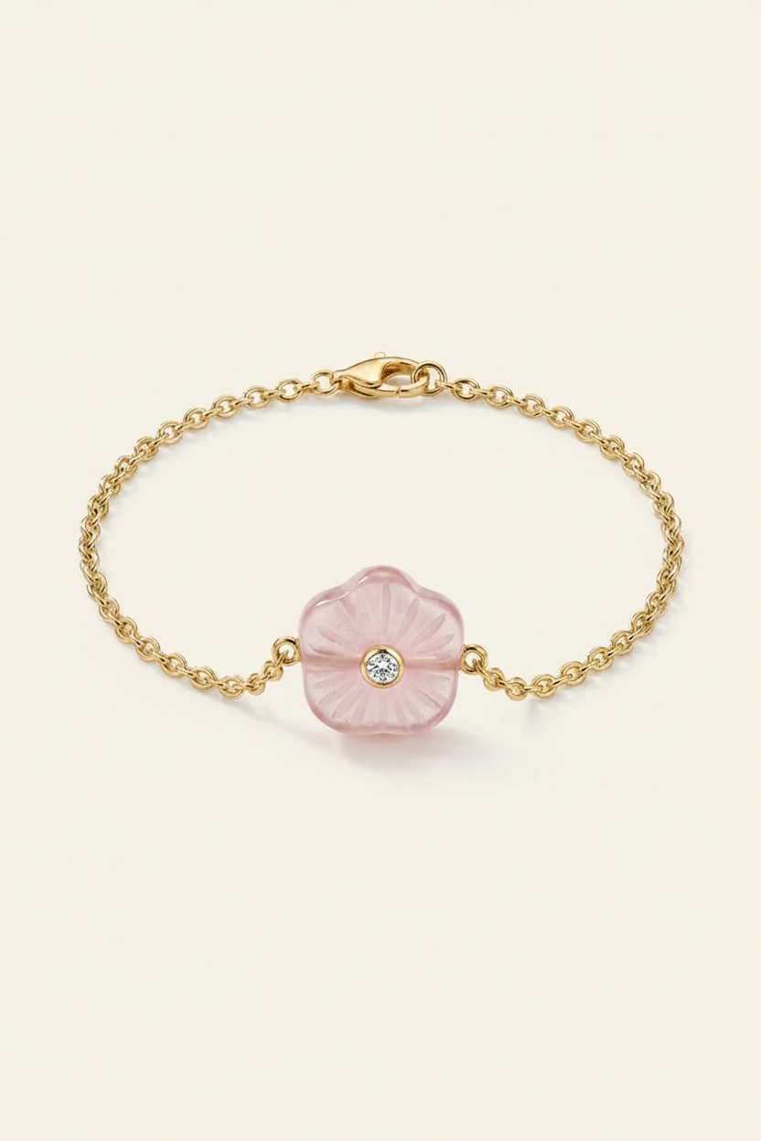 Petal Stone Bracelet Gold - Flat Lay