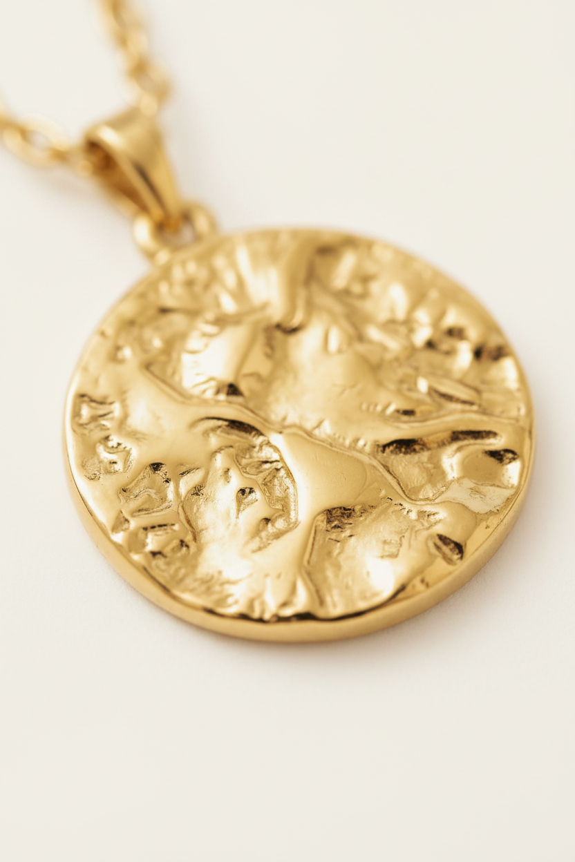 Lumière Medallion Pendant Necklace – Gold, close-up detail