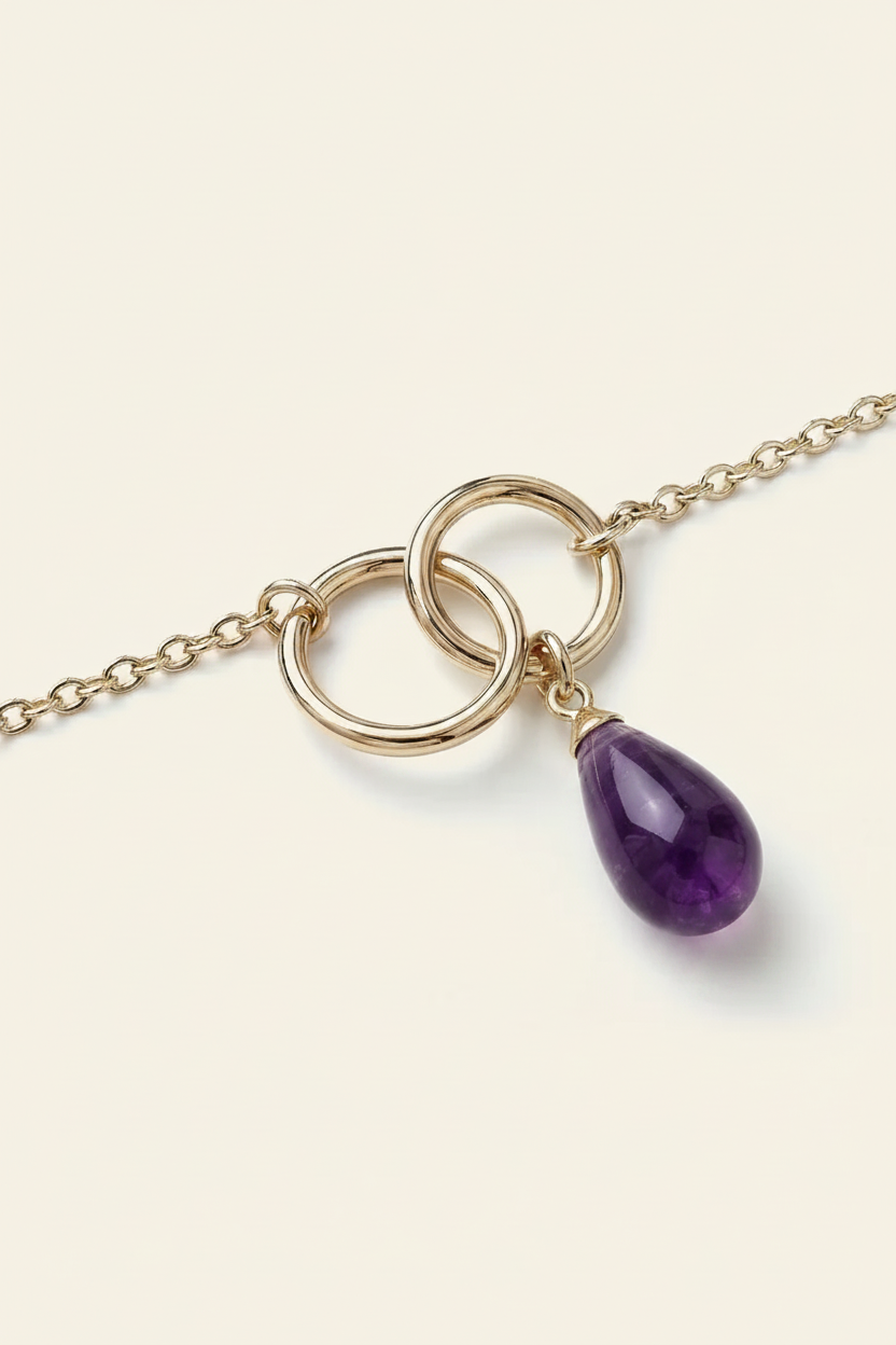 Luna Stone Pendant Necklace - Gold - Flat Lay Detail