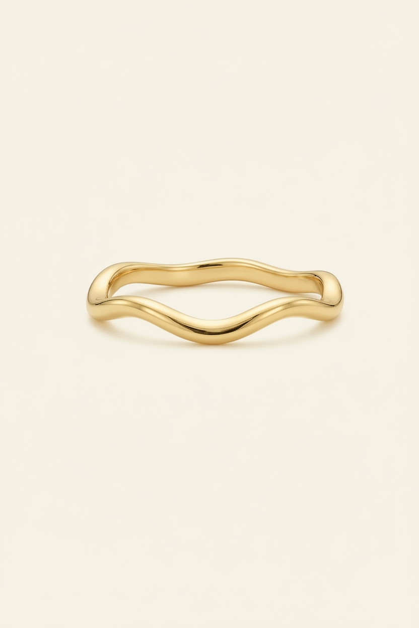 Flux Wave Band Ring - Gold - Front View