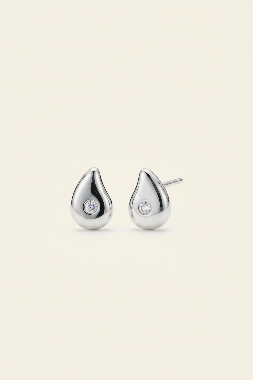 Solstice Pebble Earrings - Silver - Product Pair