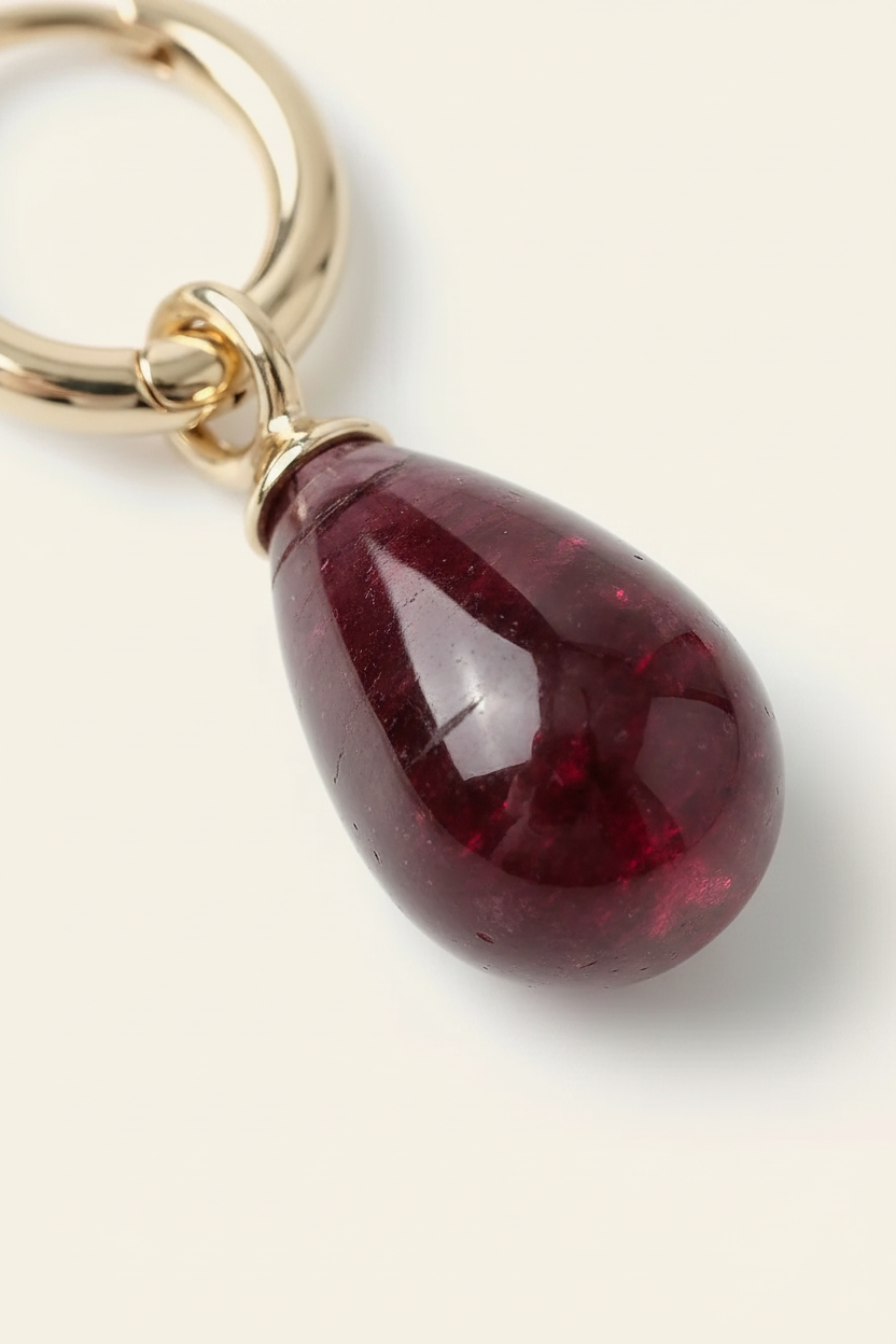 Garnet Huggie Drop Earrings - Gold - Macro Stone