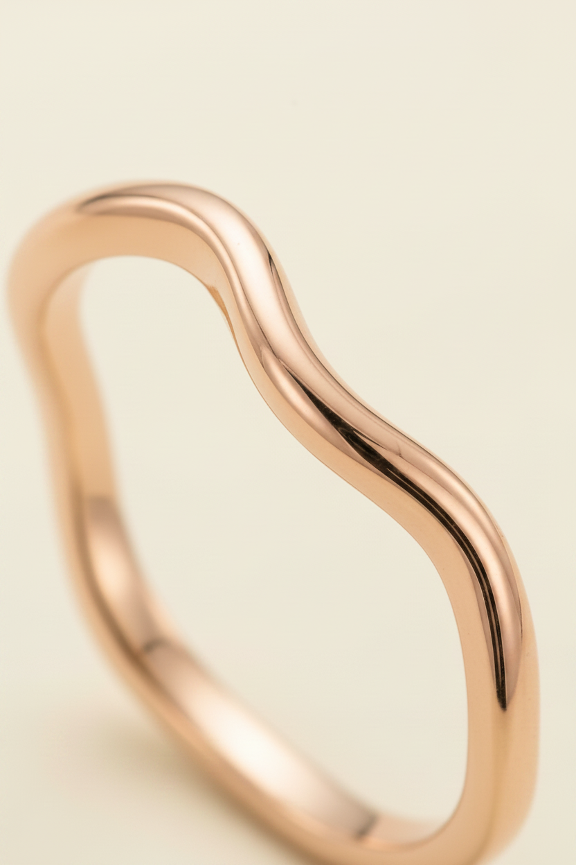 Aura Wave Band Ring - Rose Gold - Macro Wave Detail