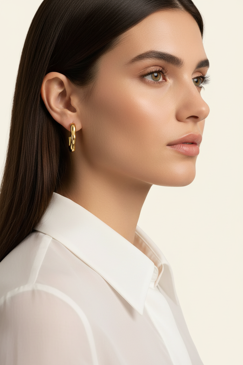 Current Flow Hoop Earrings in Gold - Lifestyle