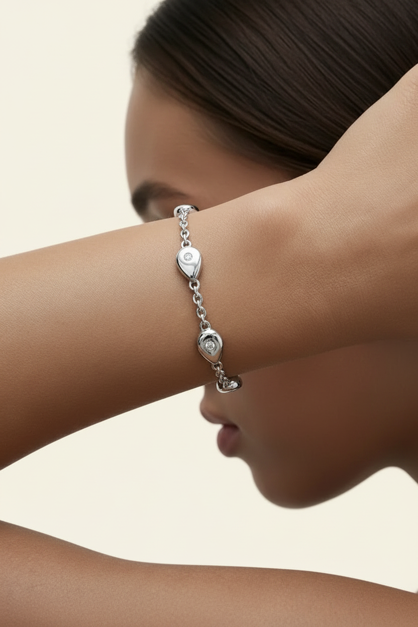Aurora Dew Bracelet - Silver - Wrist Close-up