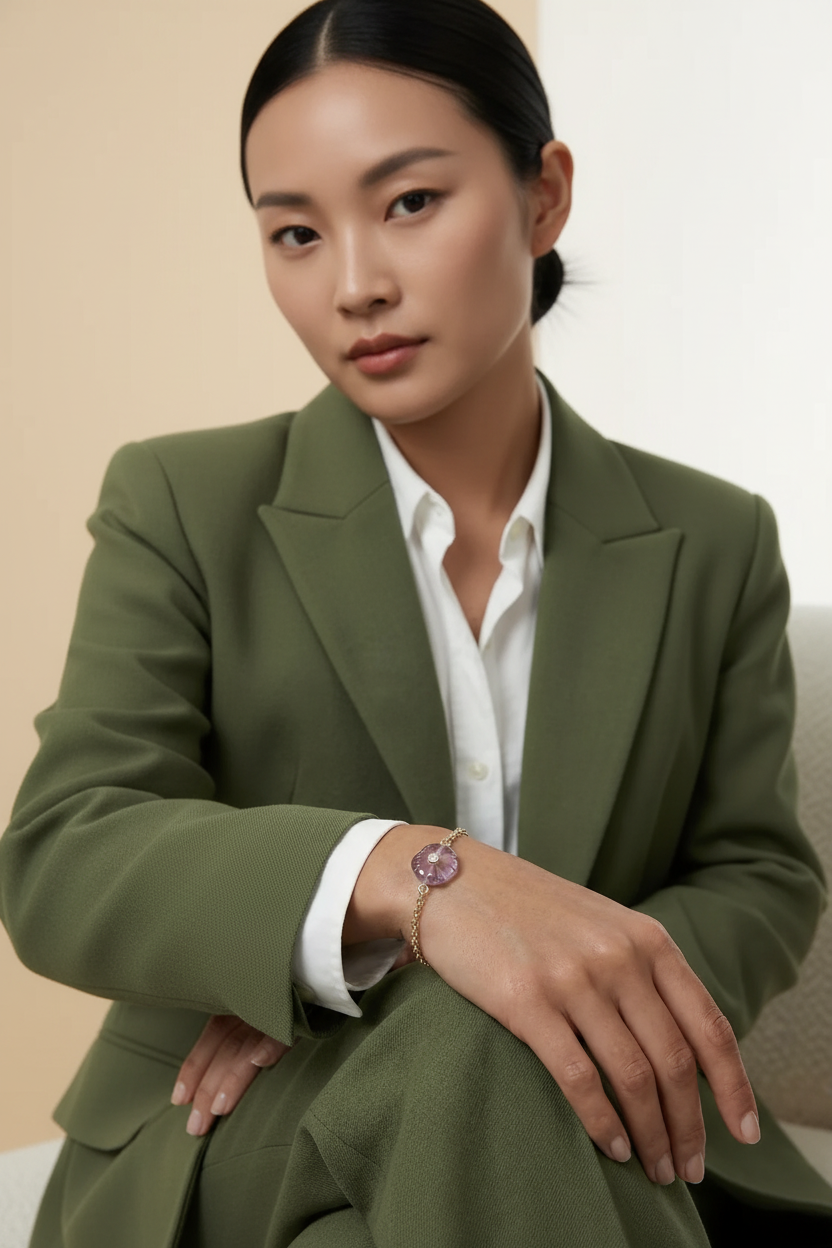 Petal Stone Bracelet Gold - Model Blazer