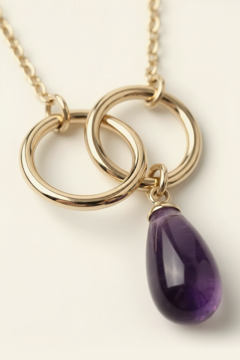 Luna Stone Pendant Necklace - Gold - Macro Pendant