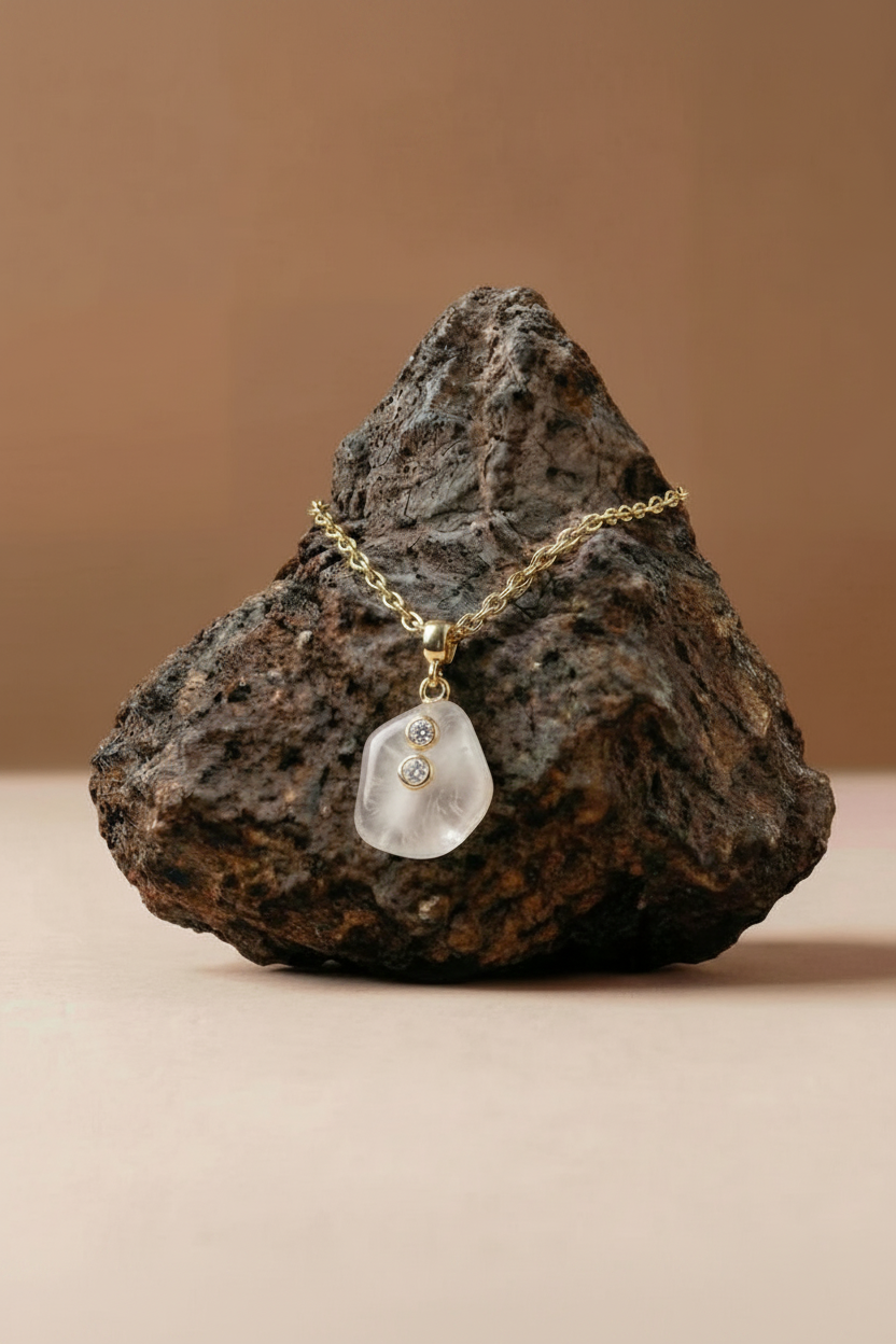 Mist Stone Pendant Necklace Gold - Rock Editorial