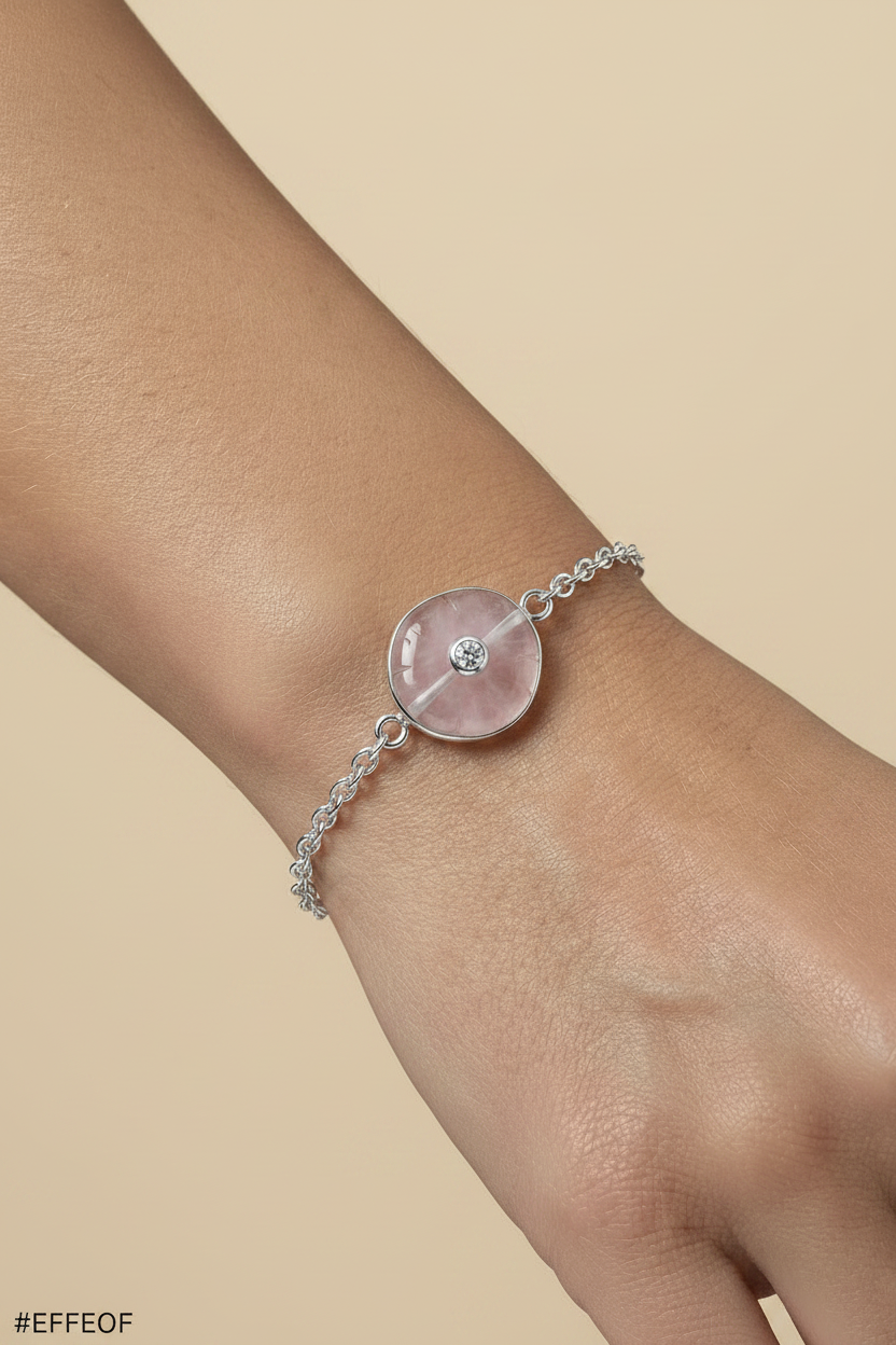 Petal Stone Bracelet Silver - Wrist Close-up