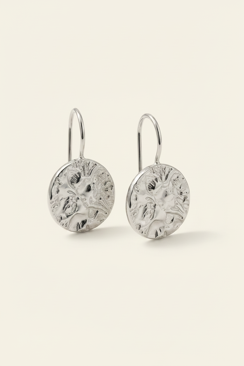 Lumière Coin Drop Earrings – Silver, product pair