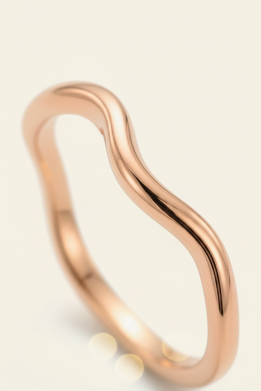 Flux Wave Band Ring - Rose Gold - Macro Detail