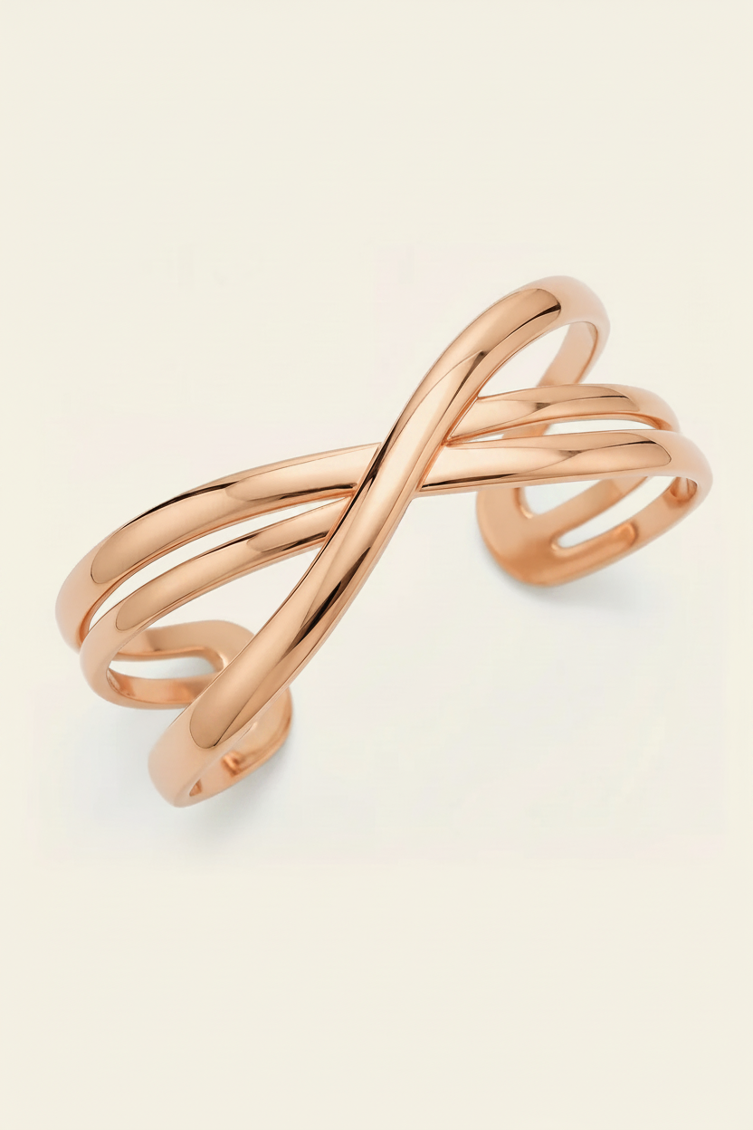 Lace Cuff Bracelet - Rose Gold - Angled Product Shot