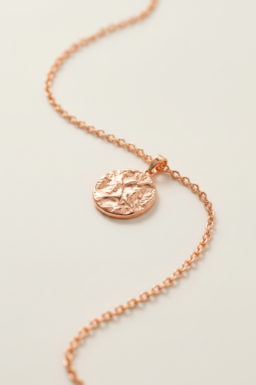 Lumière Medallion Pendant Necklace – Rose Gold, flat lay