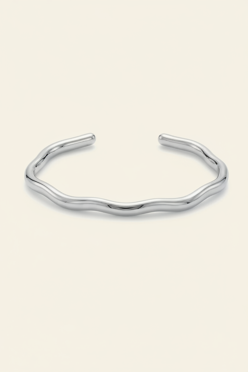 Dune Wave Cuff Bracelet in Silver - Product Shot