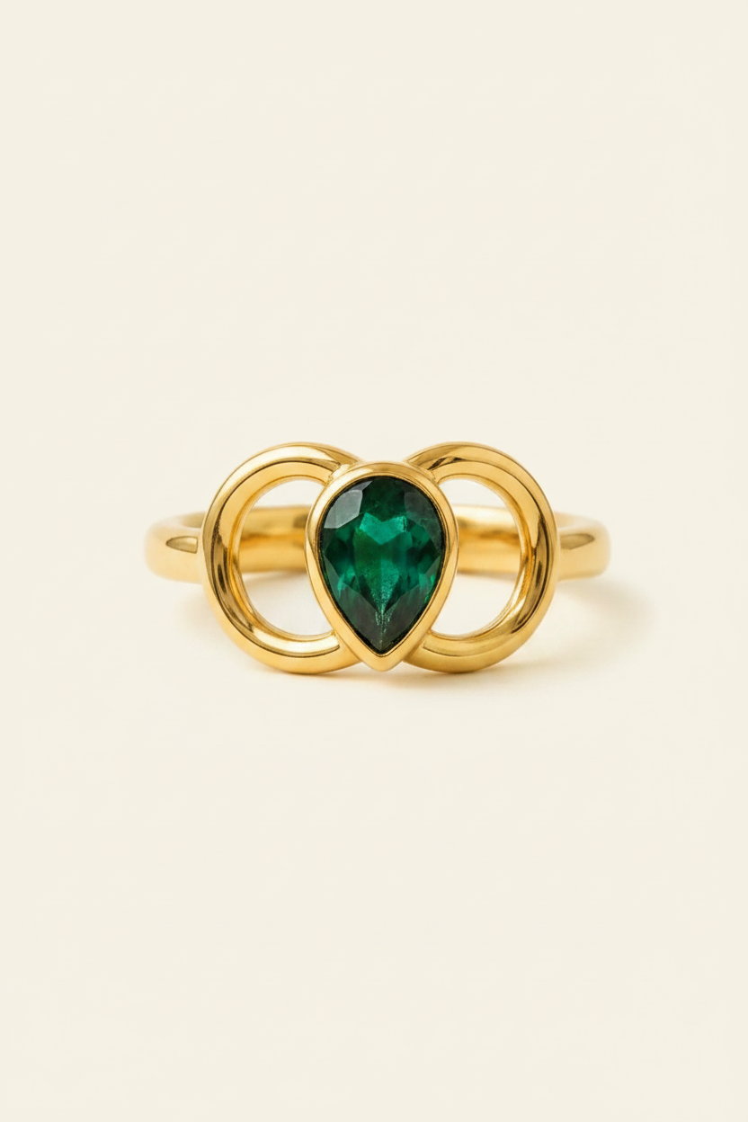 Verdant Wing Stone Ring - Gold - Front View
