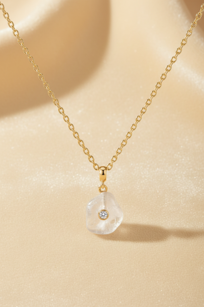 Mist Stone Pendant Necklace Gold - Full Necklace