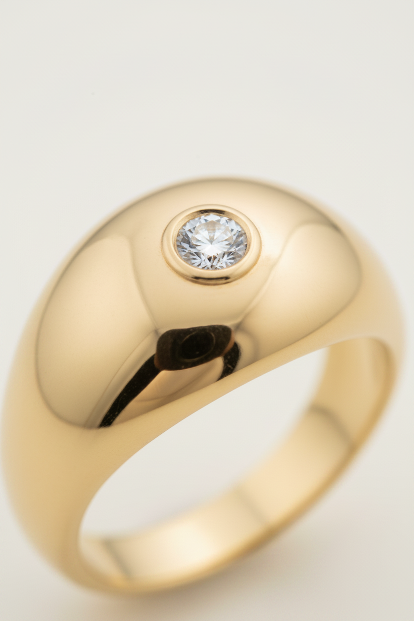 Dune Signet Ring Rose Gold - Macro Close-up