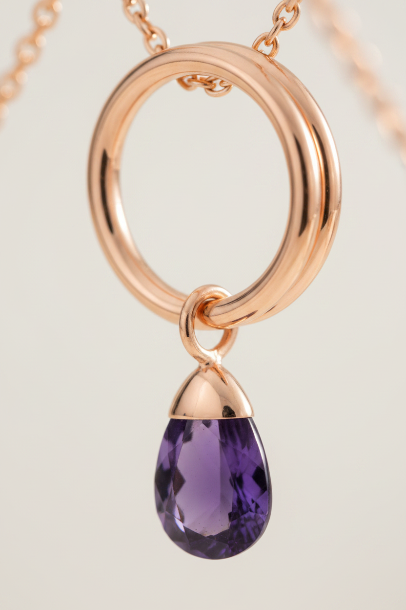 Luna Stone Pendant Necklace - Rose Gold - Macro Pendant