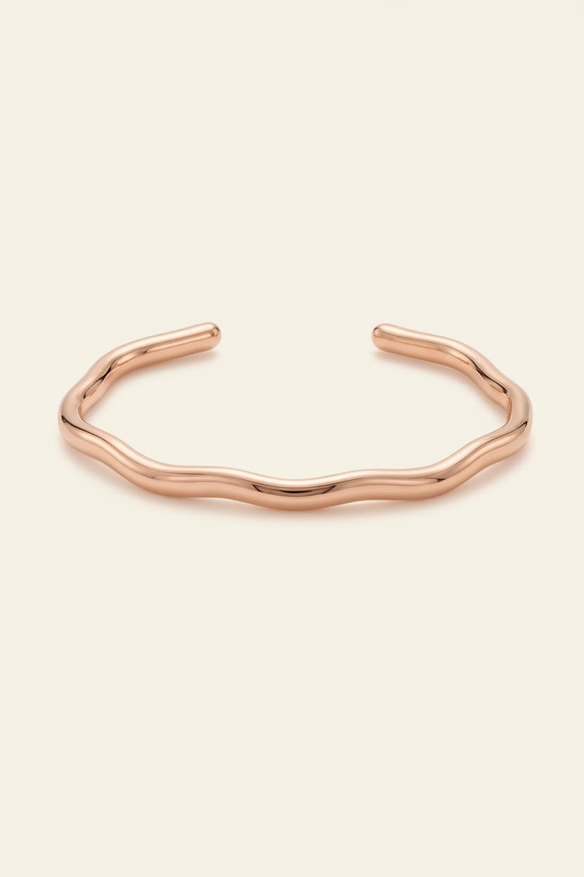 Tide Ripple Cuff Bracelet in Rose Gold - Product Shot