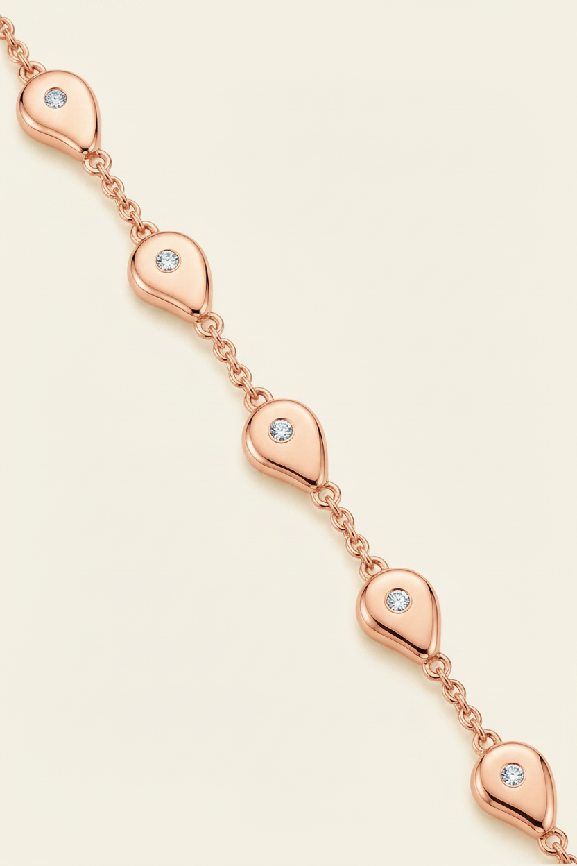 Aurora Dew Bracelet - Rose Gold - Diagonal Macro