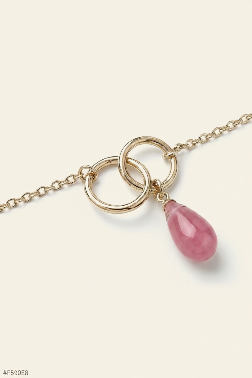 Serenity Stone Pendant Necklace - Gold - Flat Lay Detail