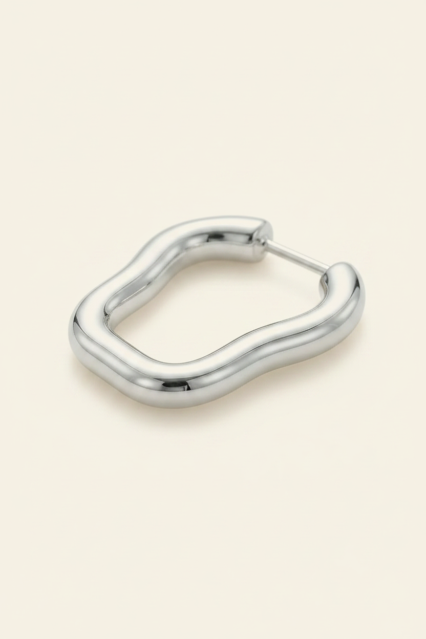 Current Flow Hoop Earrings in Silver - Detail Close-up