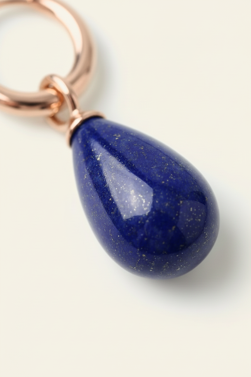 Azure Stone Hoop Earrings - Rose Gold - Macro Stone