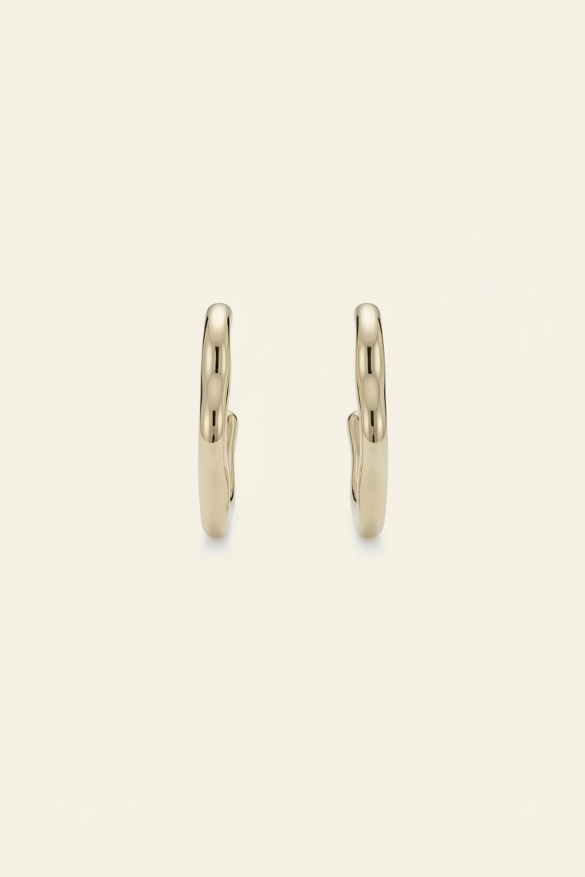 Ondine Sculptural Hoops - Gold - Front View