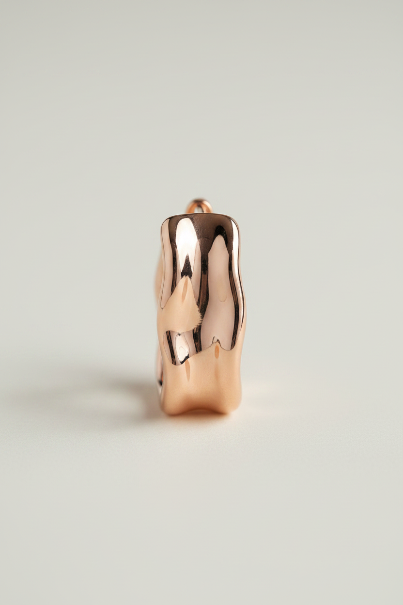 Ondine Sculptural Hoops - Rose Gold - Macro Close-up