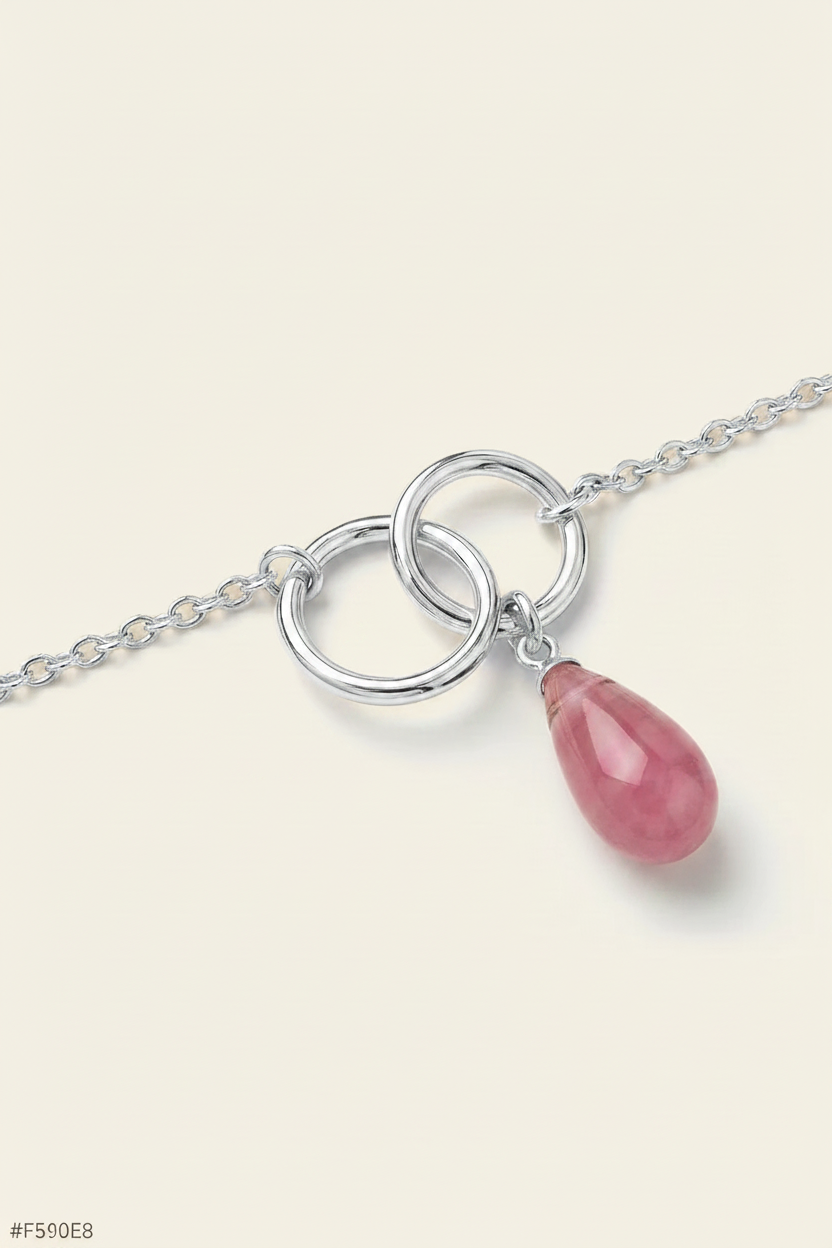 Serenity Stone Pendant Necklace - Silver - Flat Lay Detail
