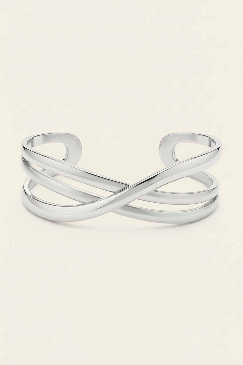 Lace Cuff Bracelet - Silver - Front Product Shot