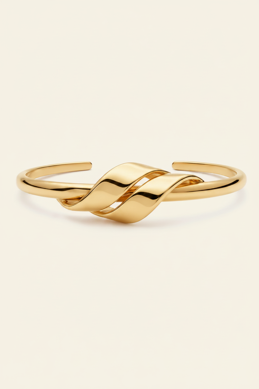 Knot Cuff Bracelet - Gold - Front Product Shot