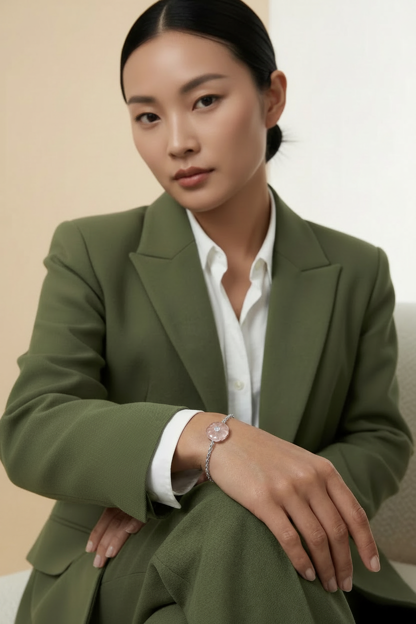 Petal Stone Bracelet Silver - Model Blazer
