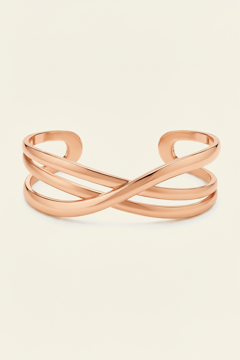 Twist Cuff Bracelet - Rose Gold - Front Product Shot